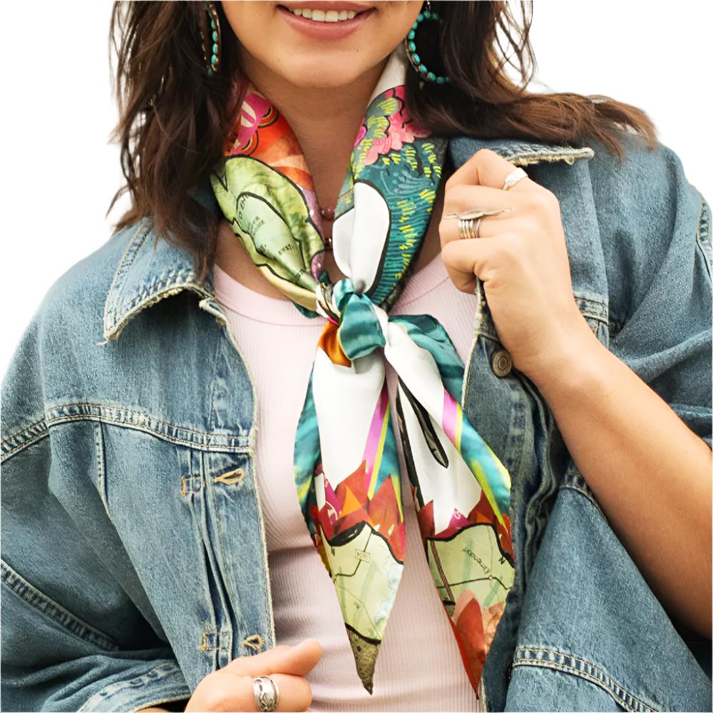 Fringe Scarves "Cactus Blooms" Short Wild Rag - Image 2