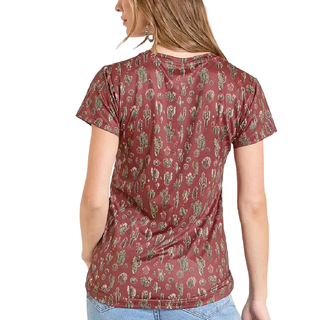 Panhandle Slim Women's Cactus Performance Scarlet Tee - Image 2