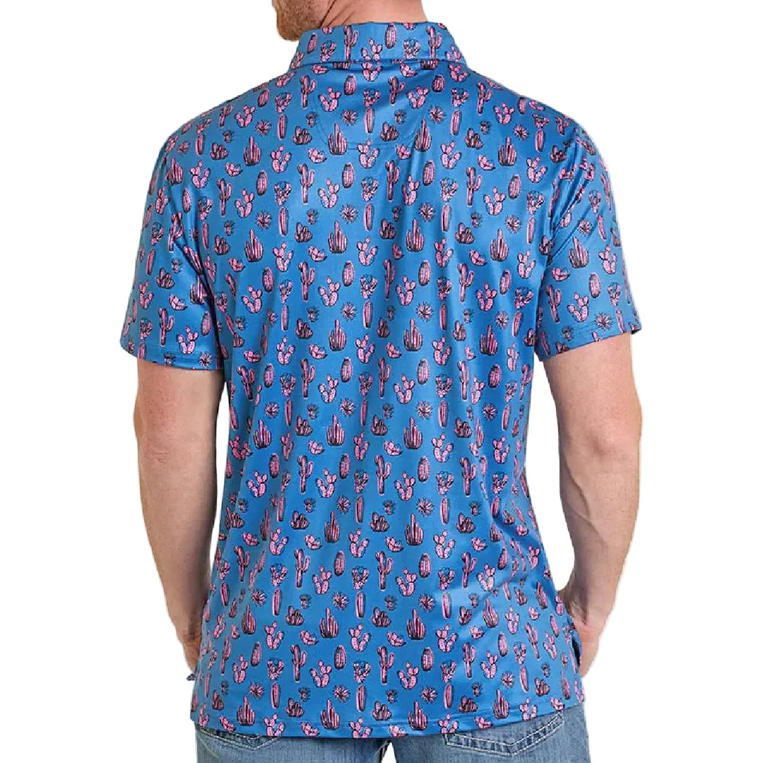 Rock & Roll Denim Men's Cactus Royal Blue Polo Shirt - Image 2