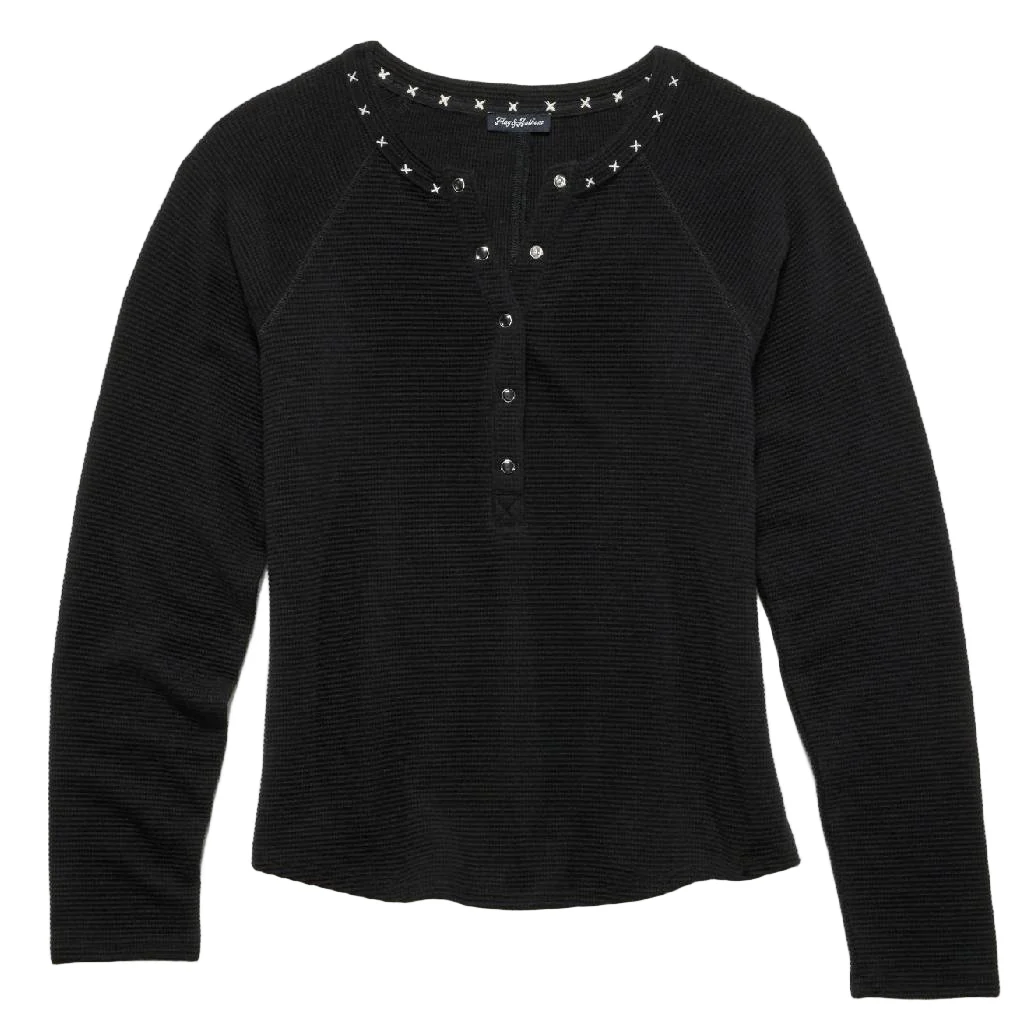 Flag & Anthem Women's Cambria Embroidered Waffle Henley Top - FINAL SALE