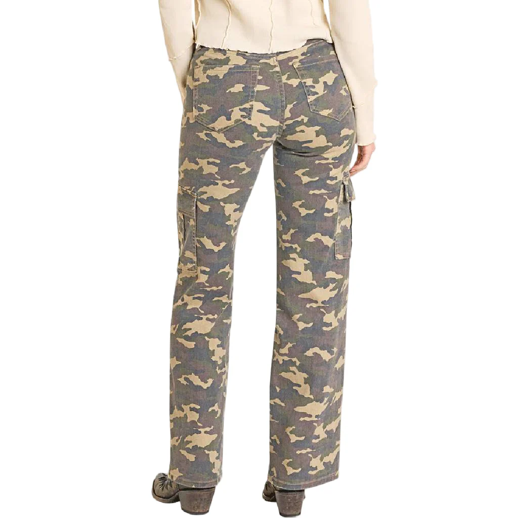 Rock & Roll Denim Women's Camo Cargo Relaxed Flare Jean - Image 2