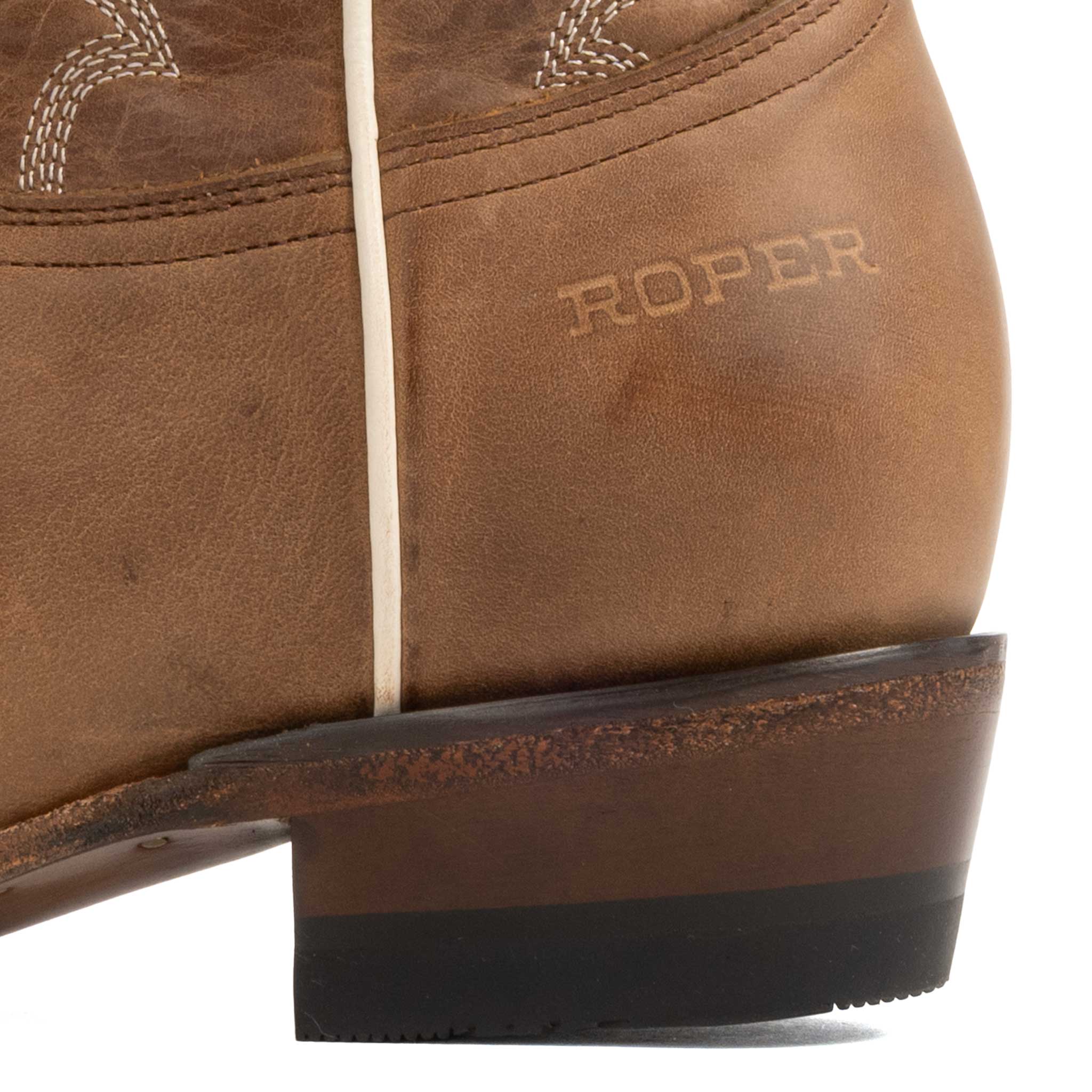 Roper Girls Cassidy Cutter Burnish Tan Leather Boot - Image 3