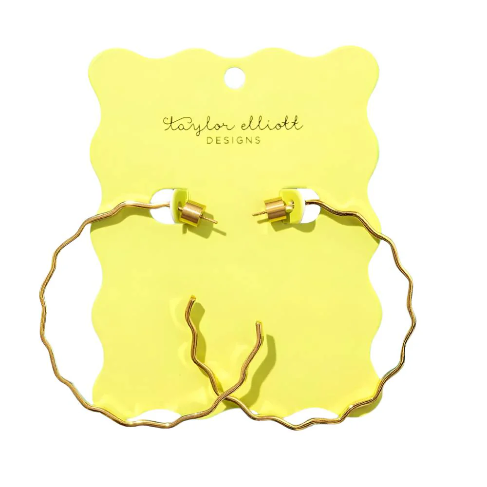 Cassie Gold Wavy Hoop Earrings