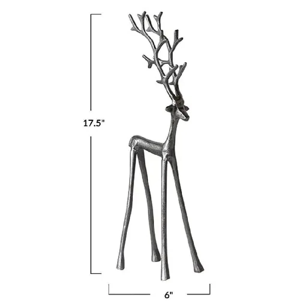Small Cast Aluminum Reindeer Gunmetal Silver - Image 2