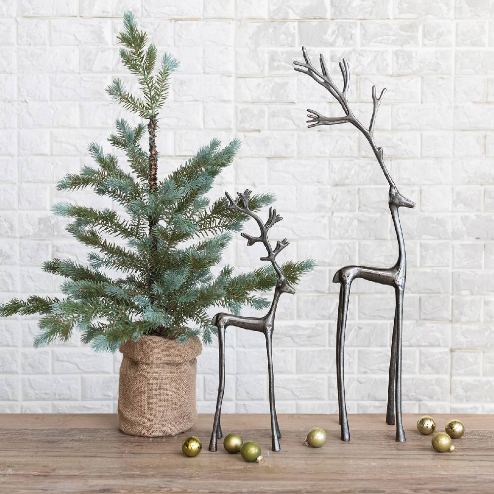Small Cast Aluminum Reindeer Gunmetal Silver - Image 3