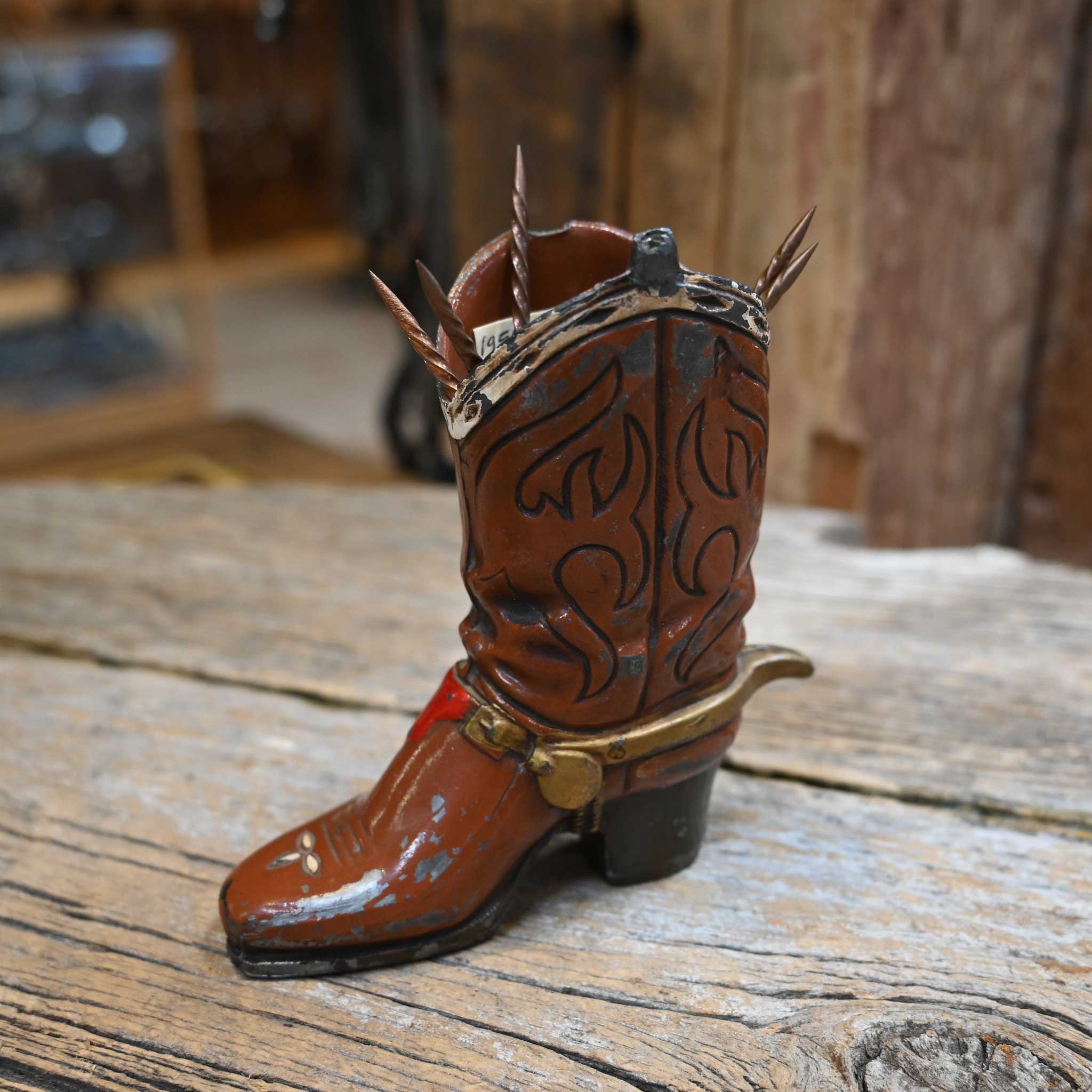 Cast Metal Hand Painted Cowboy Toothpick Holder