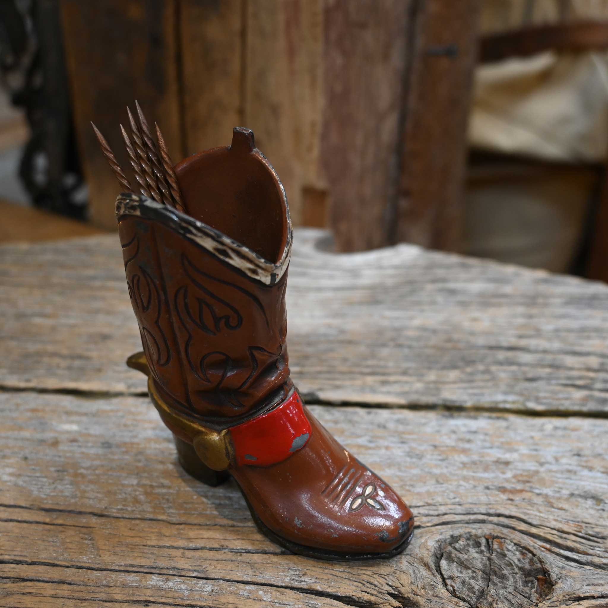 Cast Metal Hand Painted Cowboy Toothpick Holder - Image 2