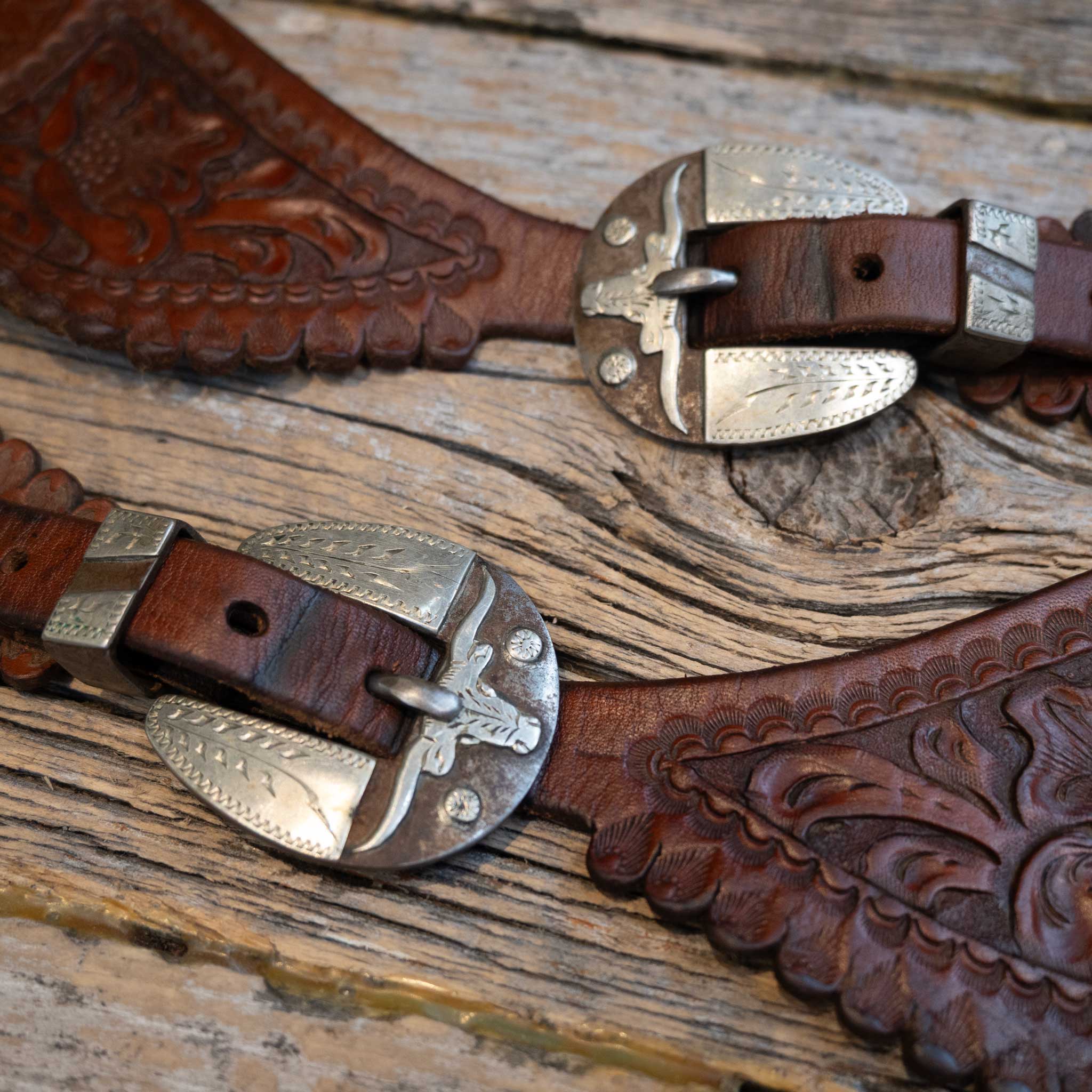 CATES Silver Mounted Longhorn Buckles w/Buddy Foster Spur Straps - Image 3