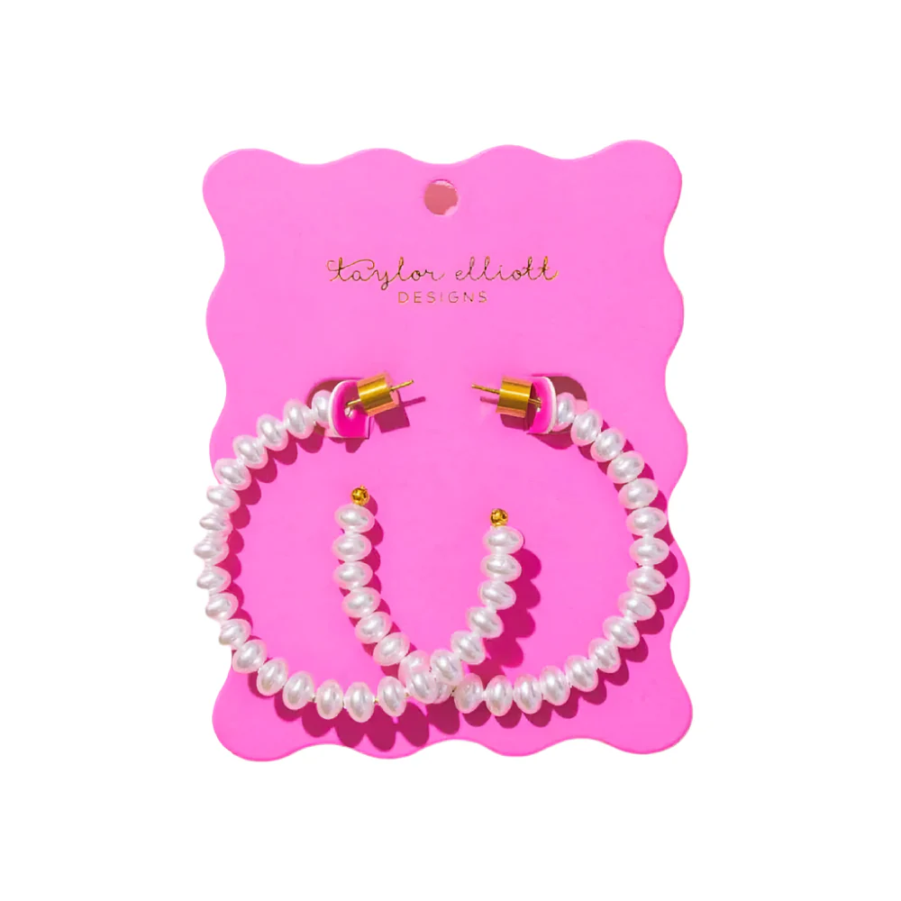 Charlotte Large Pearl Hoop Earrings