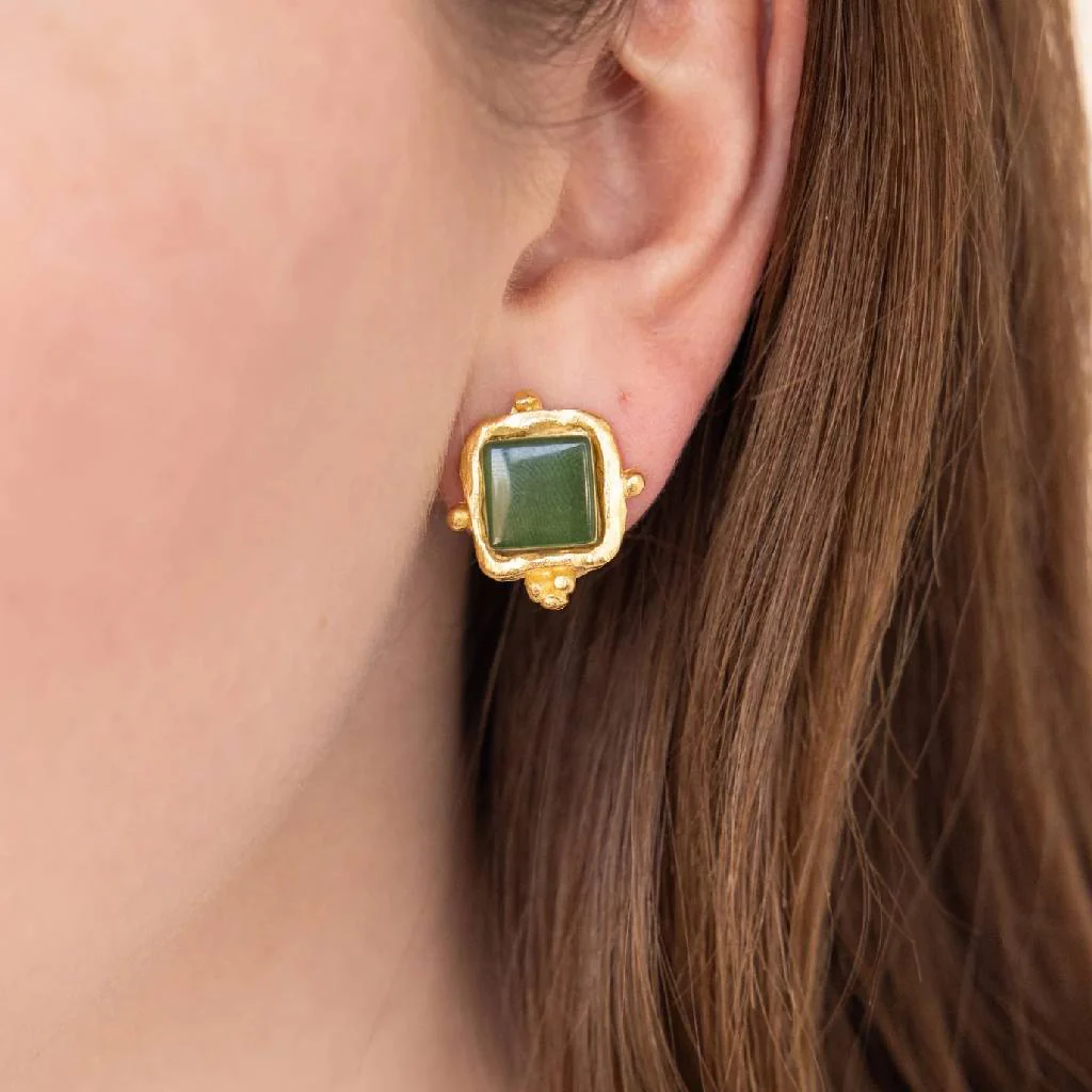 Charlotte Stud Earrings -  Emerald Green - Image 2