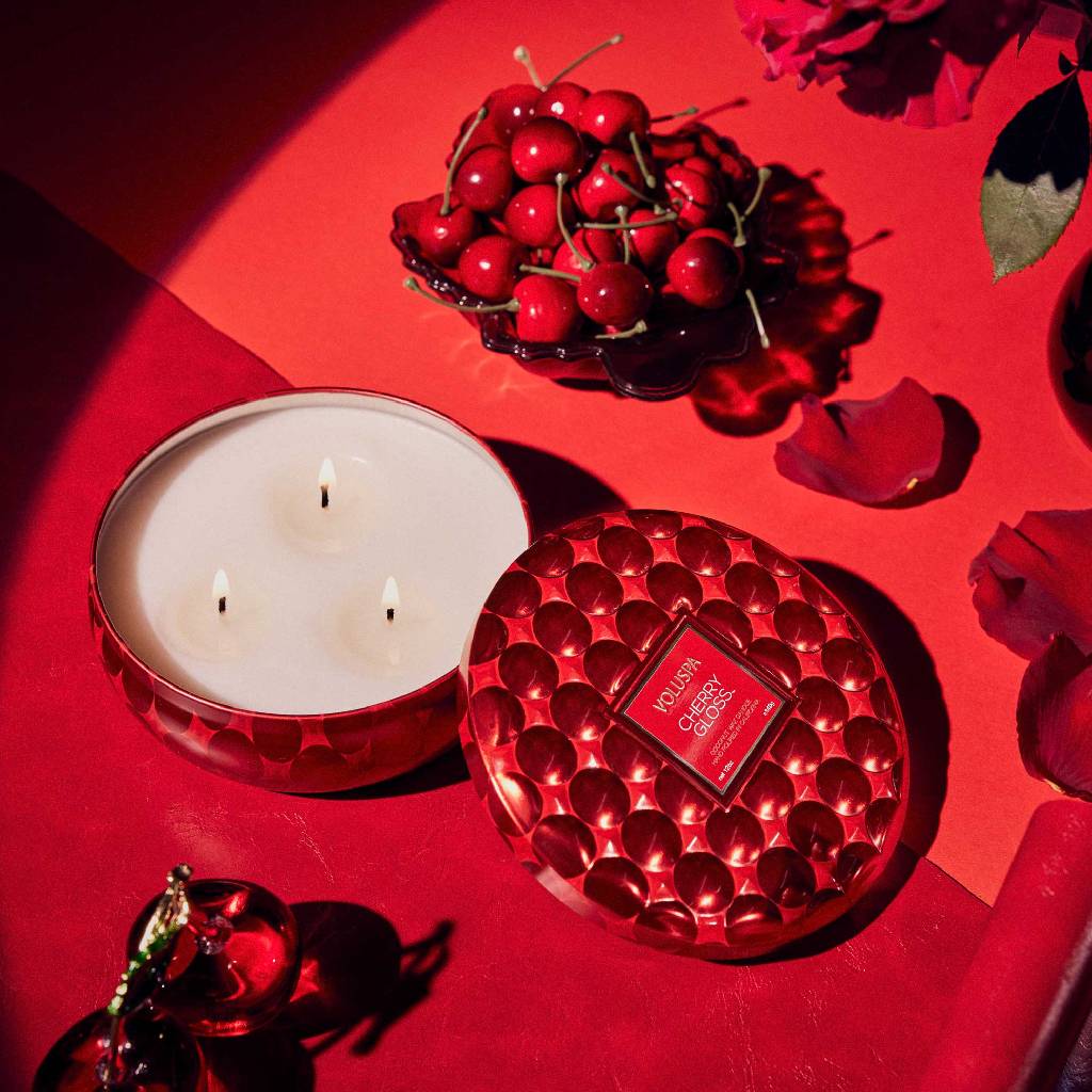 Voluspa Cherry Gloss 3 Wick Tin Candle - Image 2