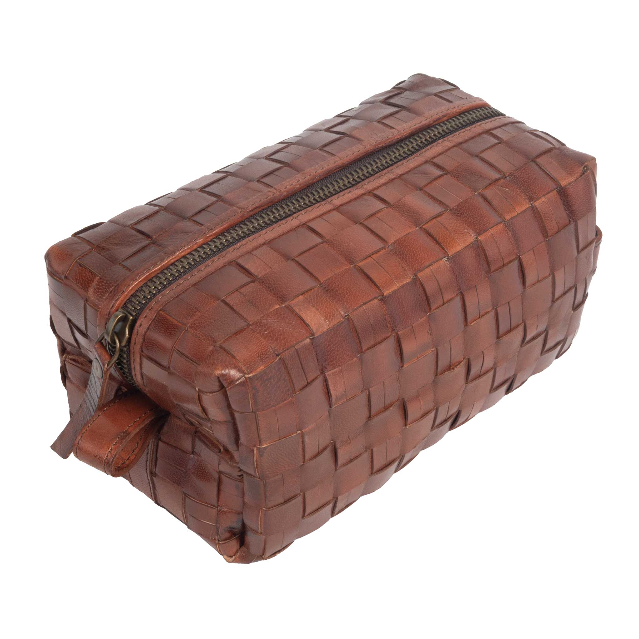Woven Leather Dopp Kit - Chestnut - Image 2