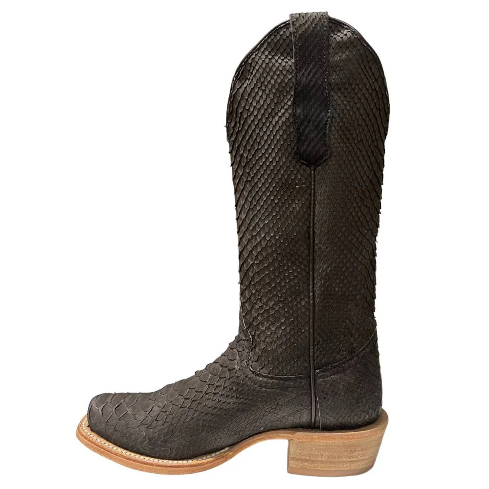 R. Watson Women's Chocolate Nubuck Python Cutter Toe Boot - Image 2