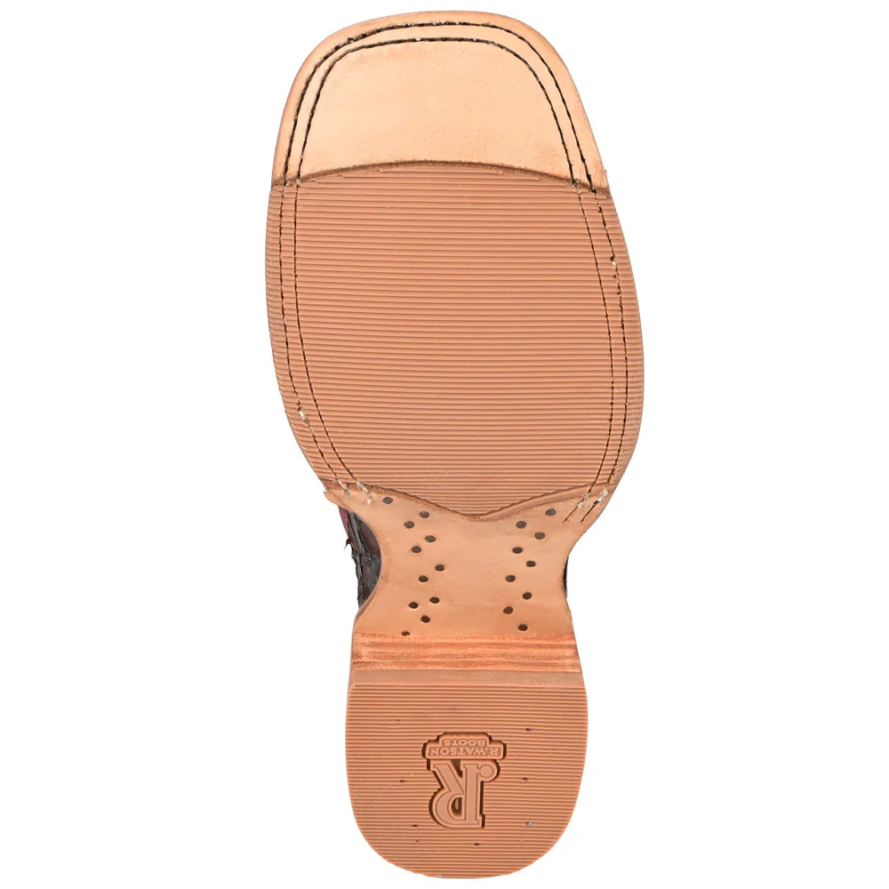 R. Watson Women's Chocolate Pirarucu Square Toe Boot - FINAL SALE - Image 4