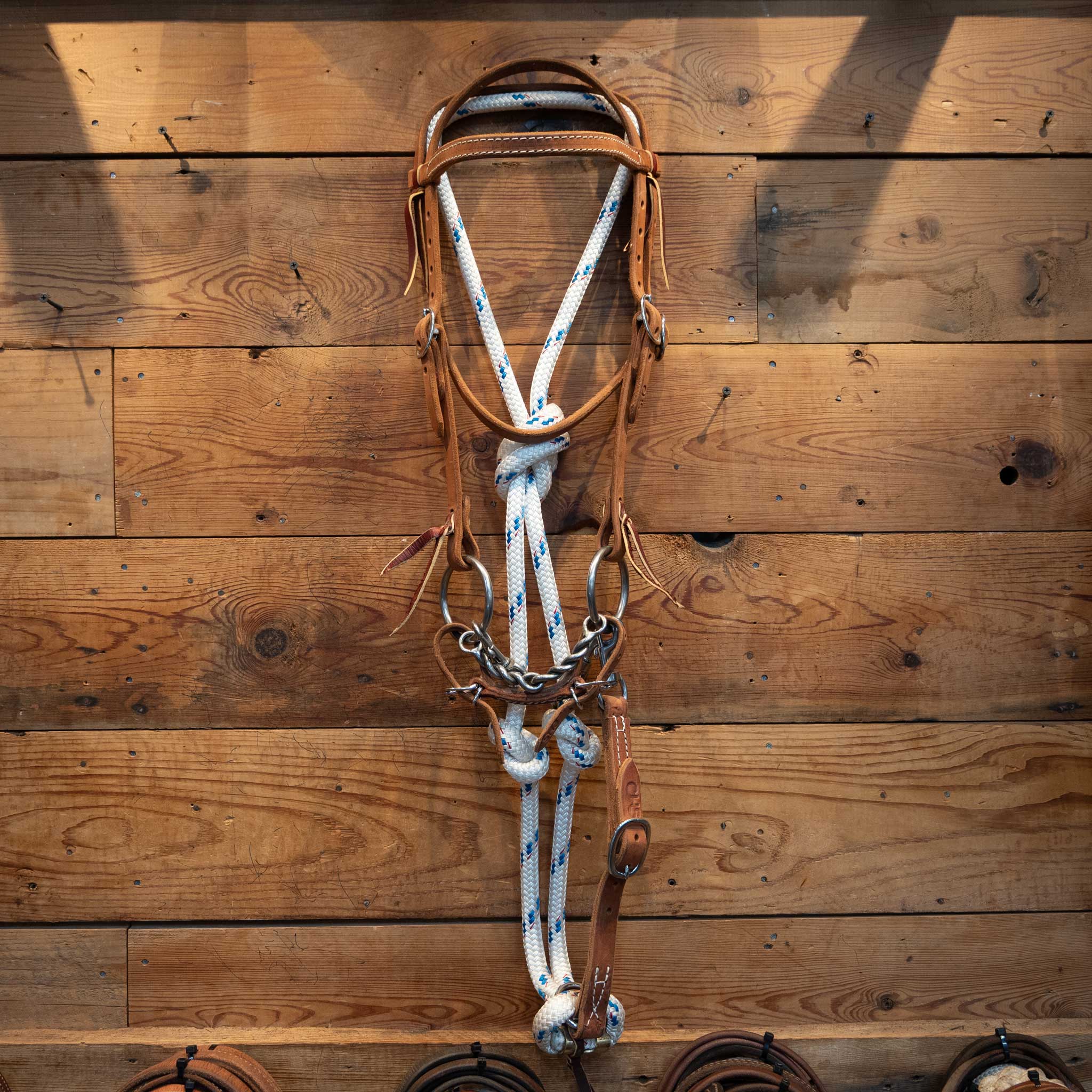 CHS O-Ring Heavy Twisted Wire Snaffle Bridle Rig w/ Draw Reins - Image 2