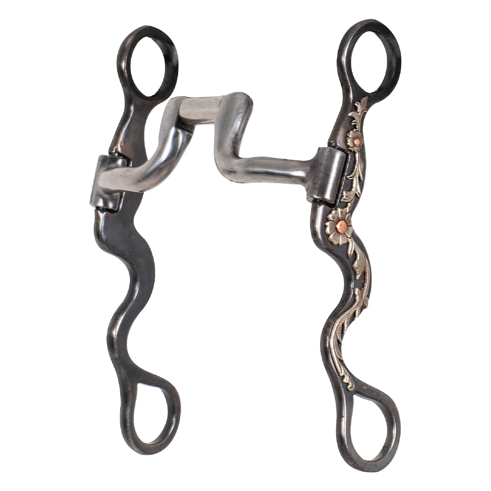 Classic Equine BitLogic 8" Blued Iron Cavalry Cheek Square Hinge Port Bit