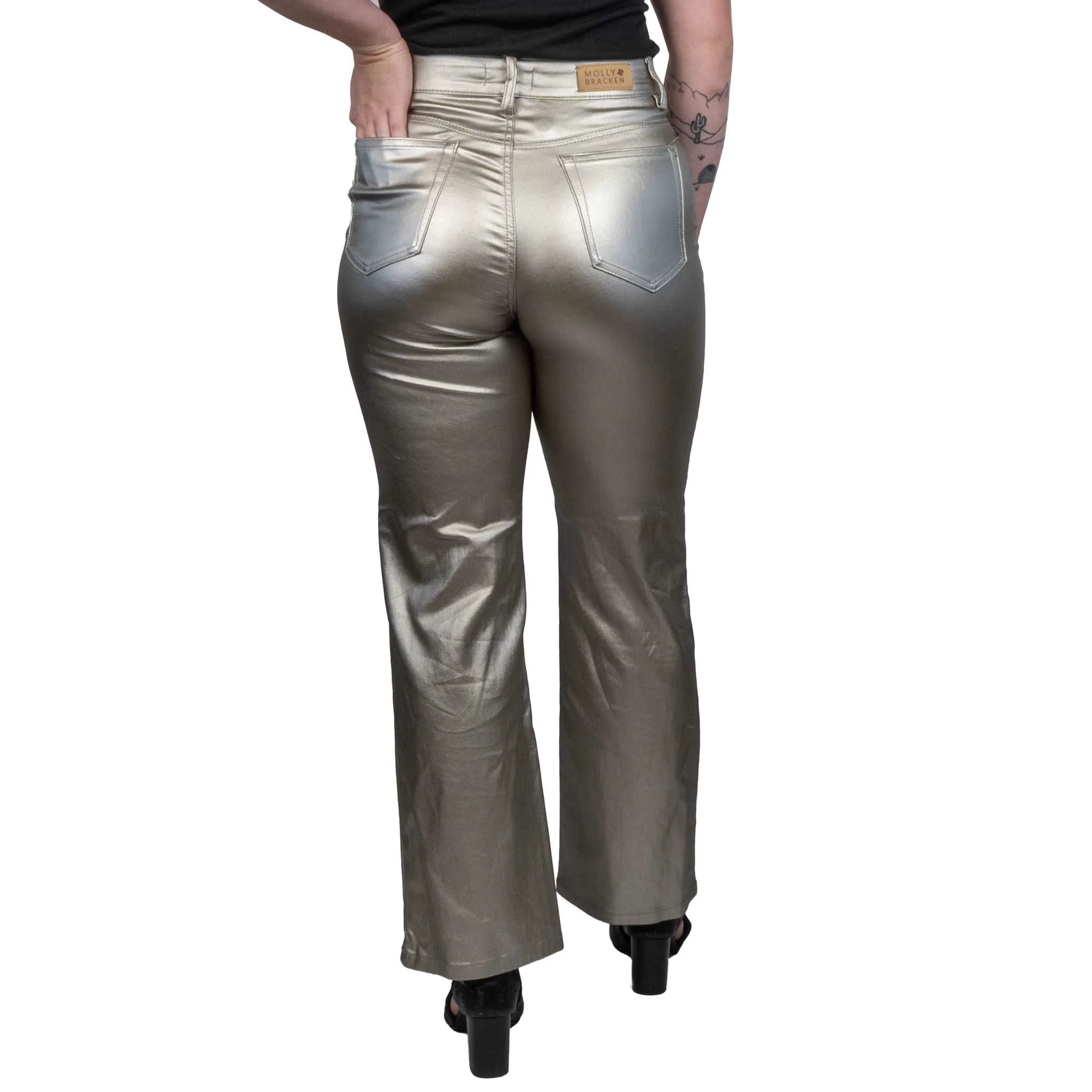 Silver Coated Wide Leg Pants - FINAL SALE - Image 2