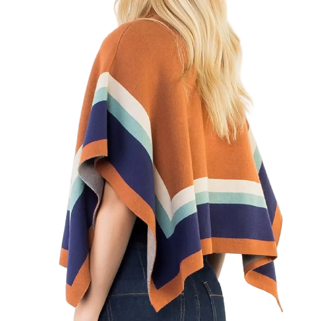 Camel Colorblocked Poncho - Image 2