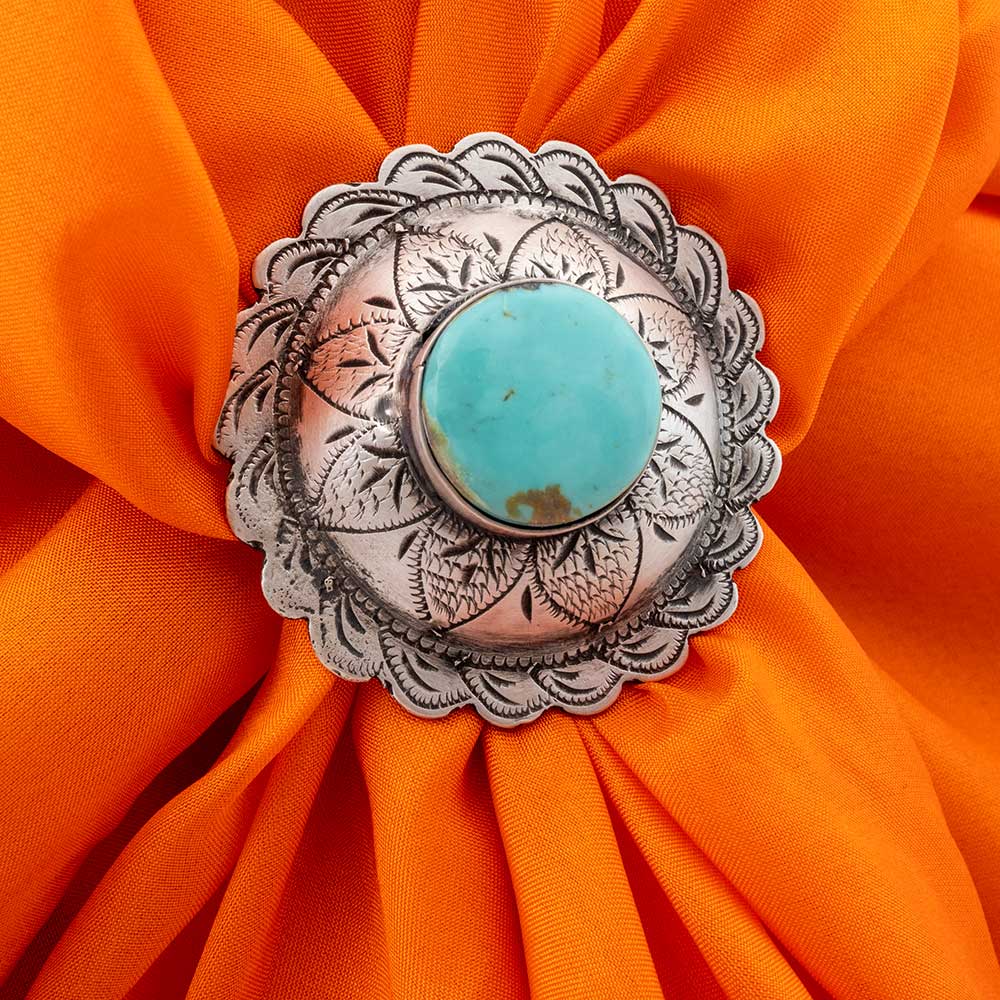 Concho w/ Turquoise Stone Scarf Slide - Image 2