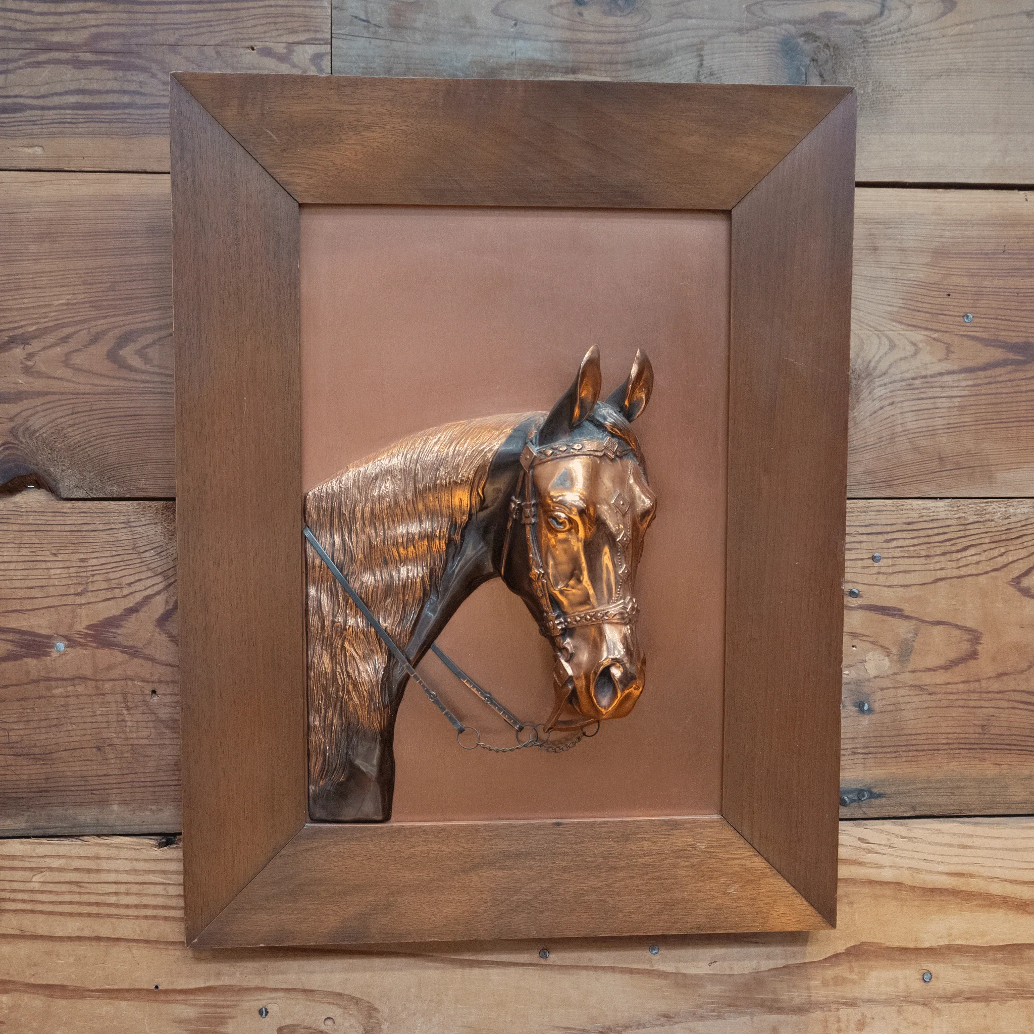 Striking Raised Copper Parade Horse Artwork 1940's - 50's