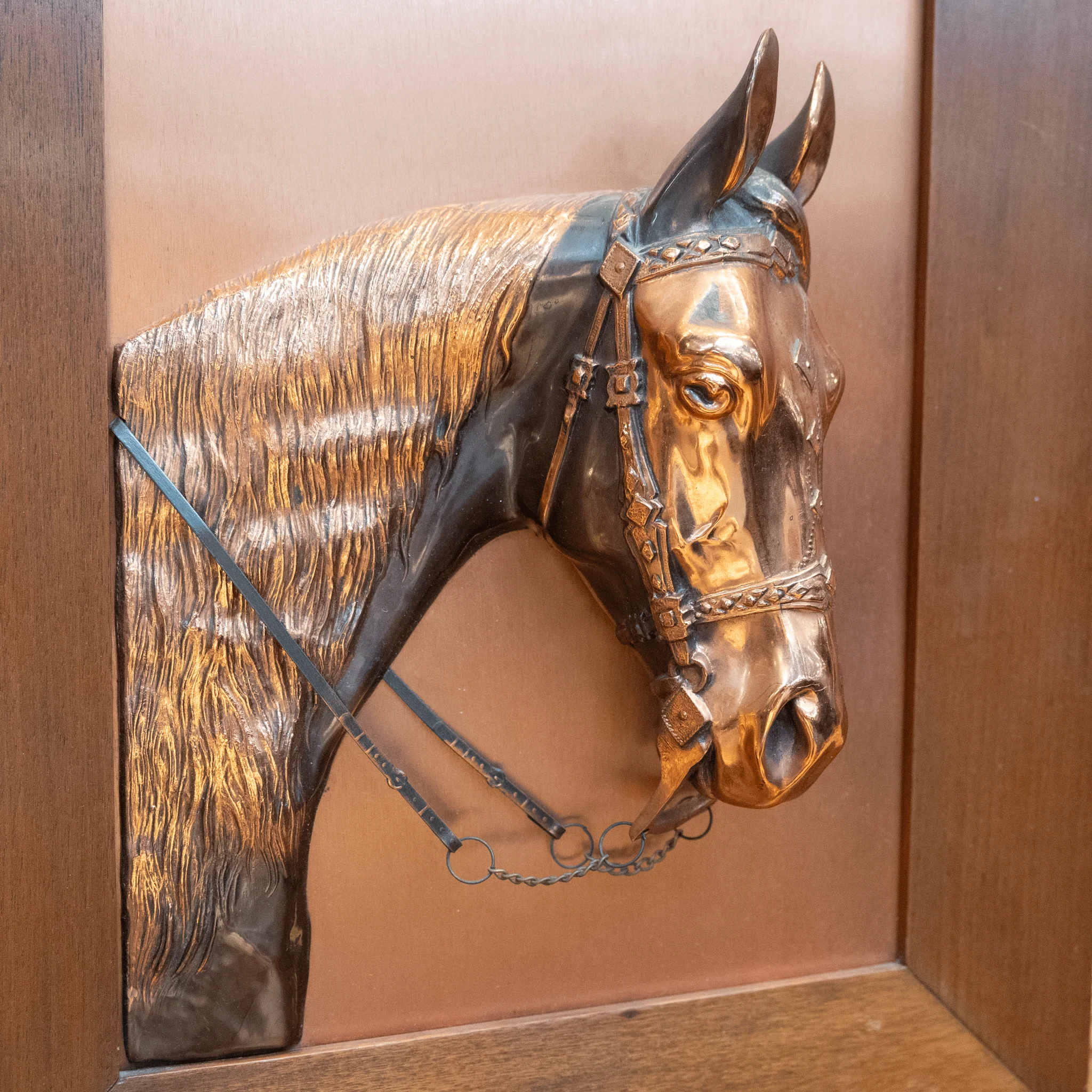 Striking Raised Copper Parade Horse Artwork 1940's - 50's - Image 3