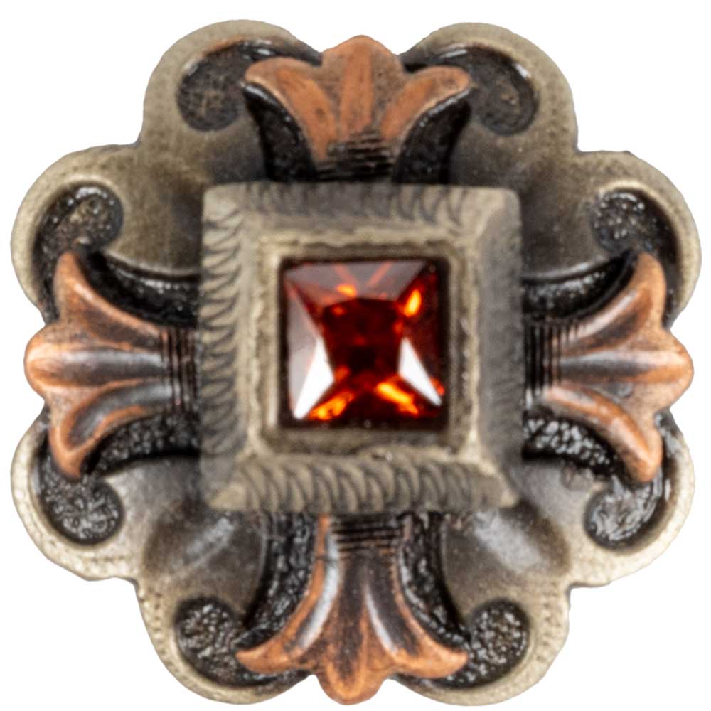 Copper Flower Concho with Red Stone
