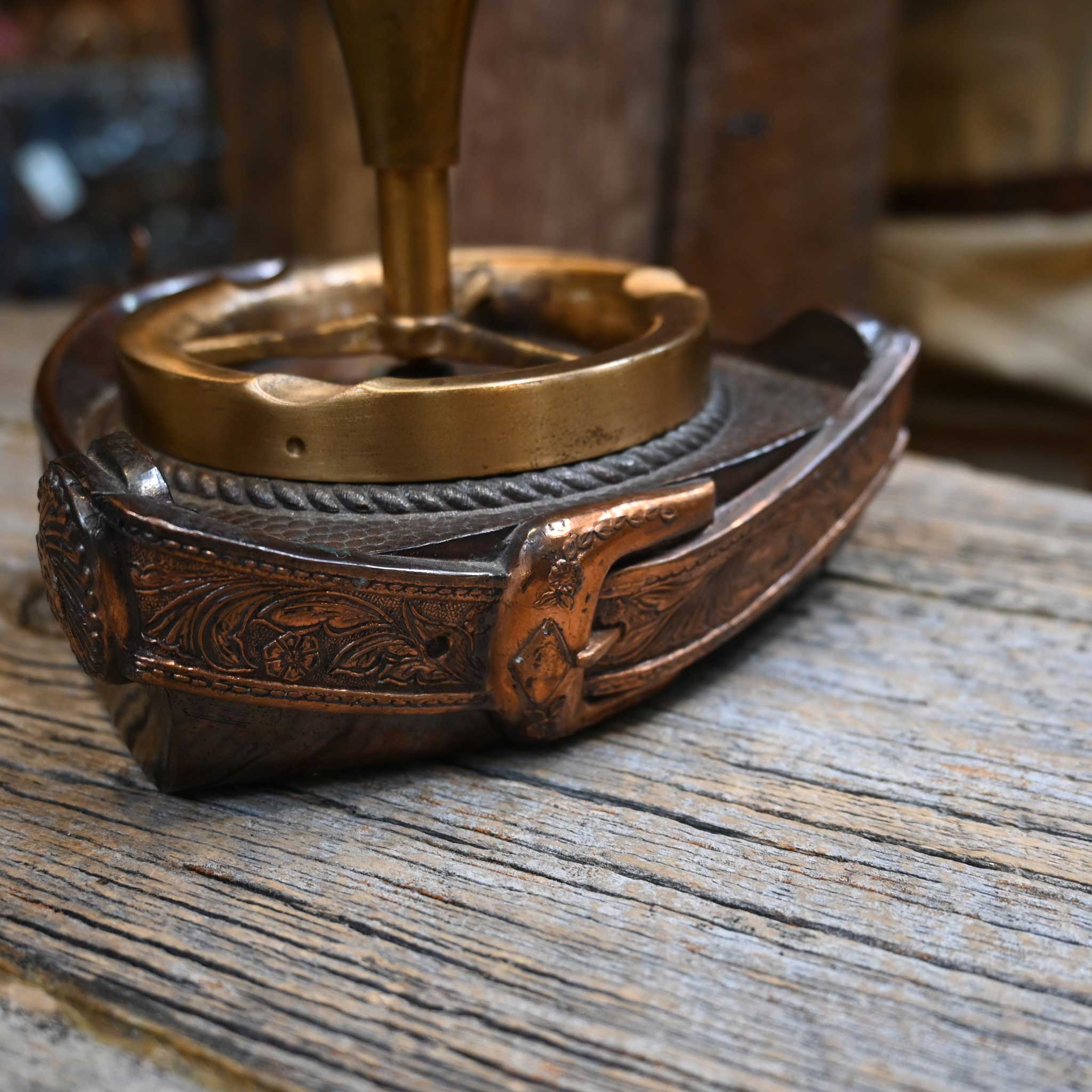 Copper & Gold Spur Shaped Ashtray w/Spinner - Image 3