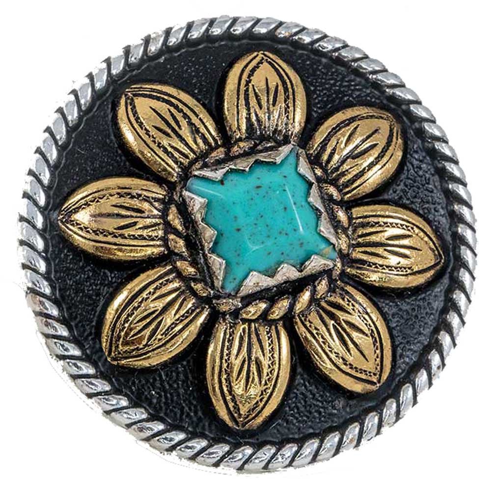 Brass Sunflower Concho w/Turquoise Stone