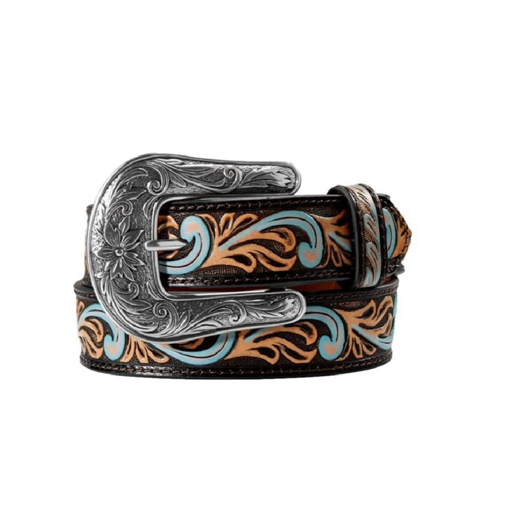 Angel Ranch Girl's 1 1/4" Embossed Floral Belt
