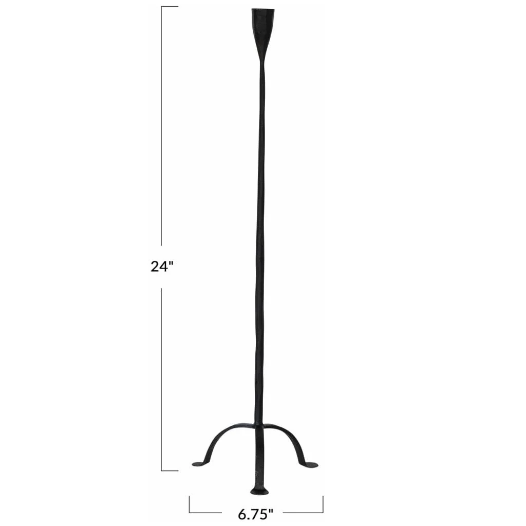 Black 24" Hand-Forged Cast Iron Taper Holder - Image 2