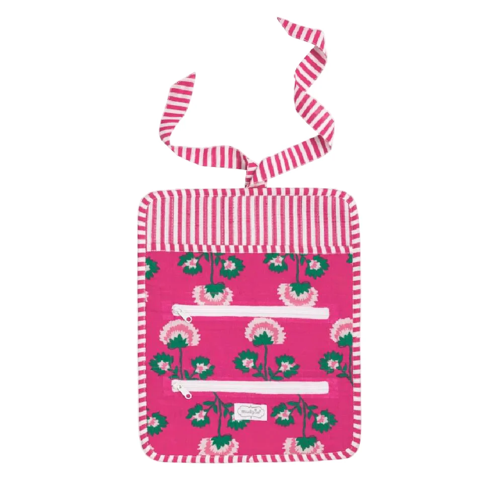 Mud Pie Block Print Pink Jewelry Roll - Image 2