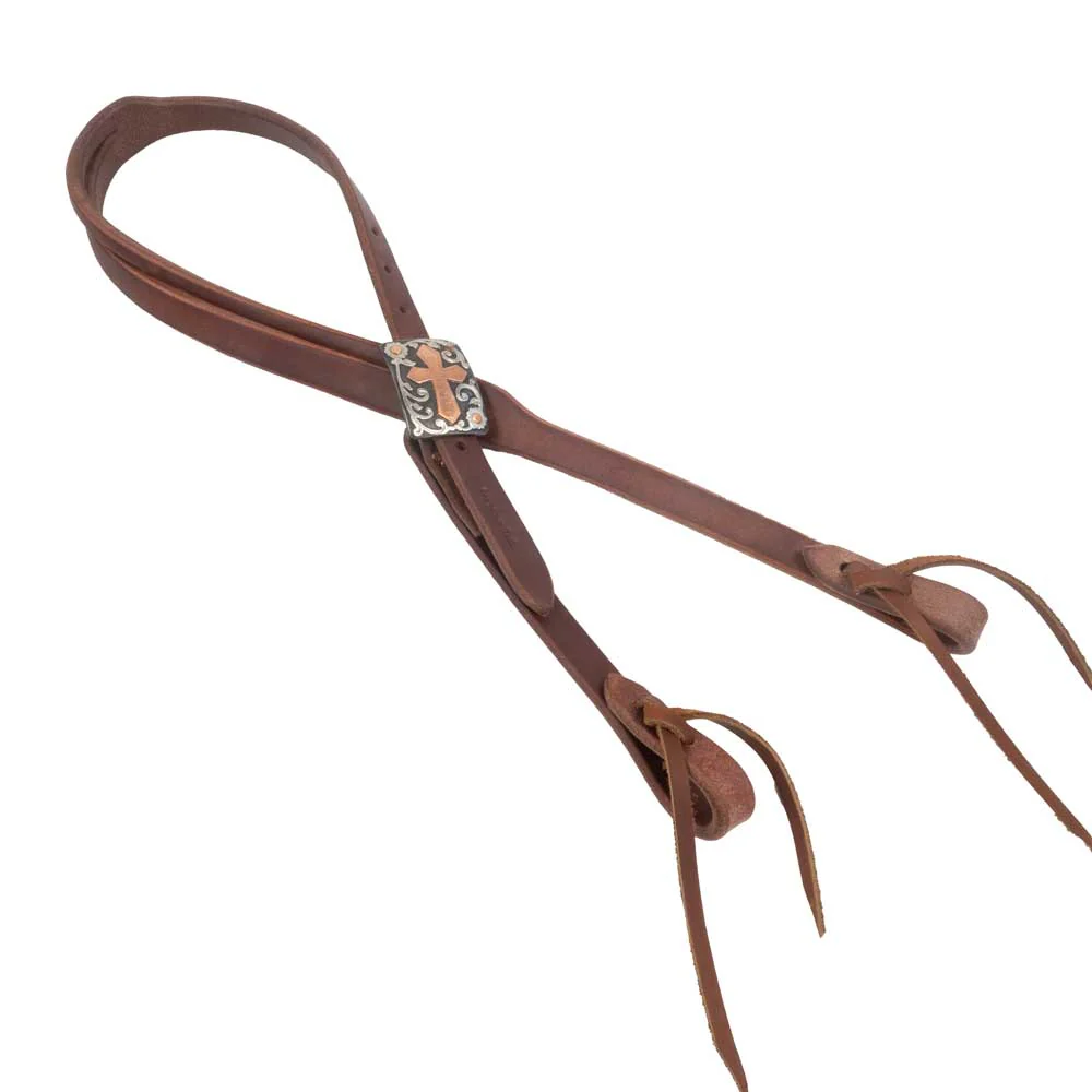 Cowperson Tack 3/4" Slit Ear Headstall w/Cross Buckle