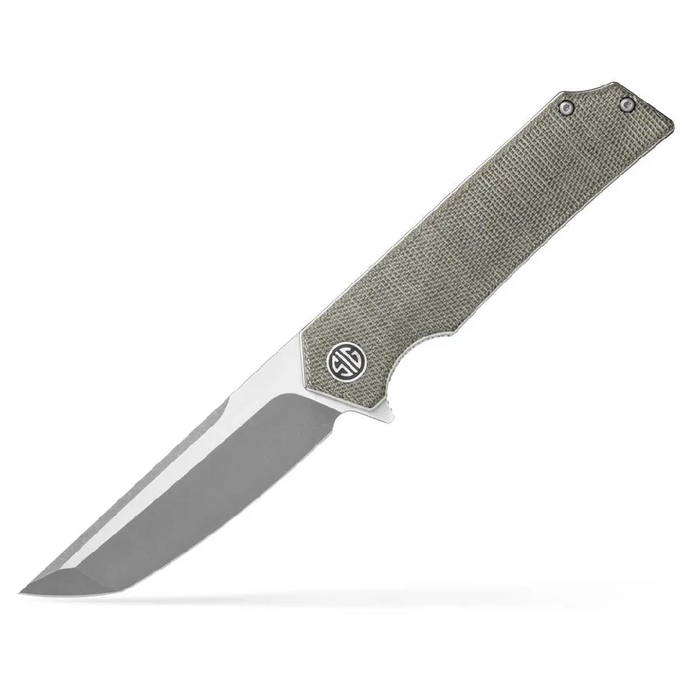 Eikonic Tsuru 3.30" Tanto Plain Satin 154CM SS Blade - Green G10