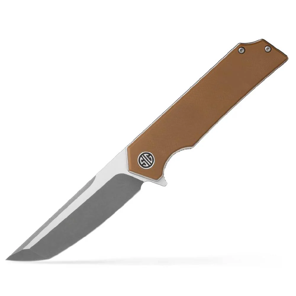Eikonic Tsuru 3.30" Tanto Plain Satin 154CM SS Blade - Coyote Brown G10
