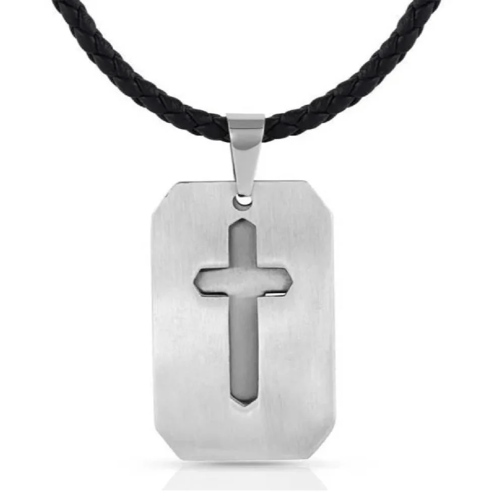 Montana Silversmiths Striking Edge Cross Dog Tag Necklace - FINAL SALE - Image 2