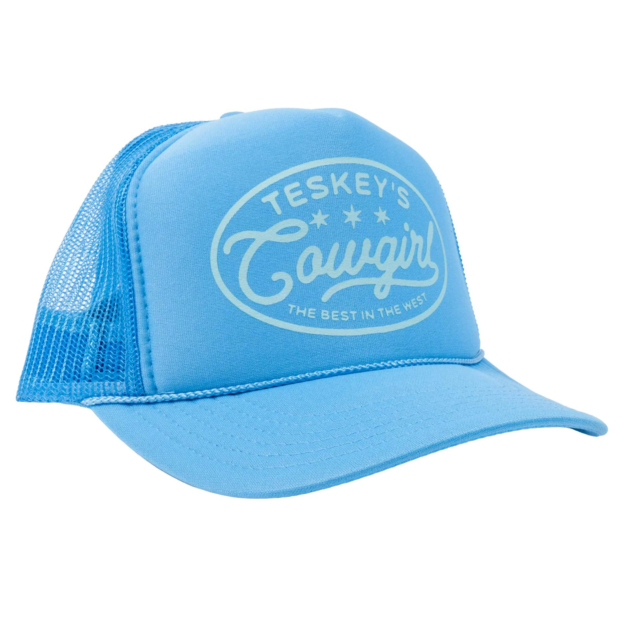 Teskey's Cowgirl Best In The West Trucker Cap - Light Blue/Light Blue