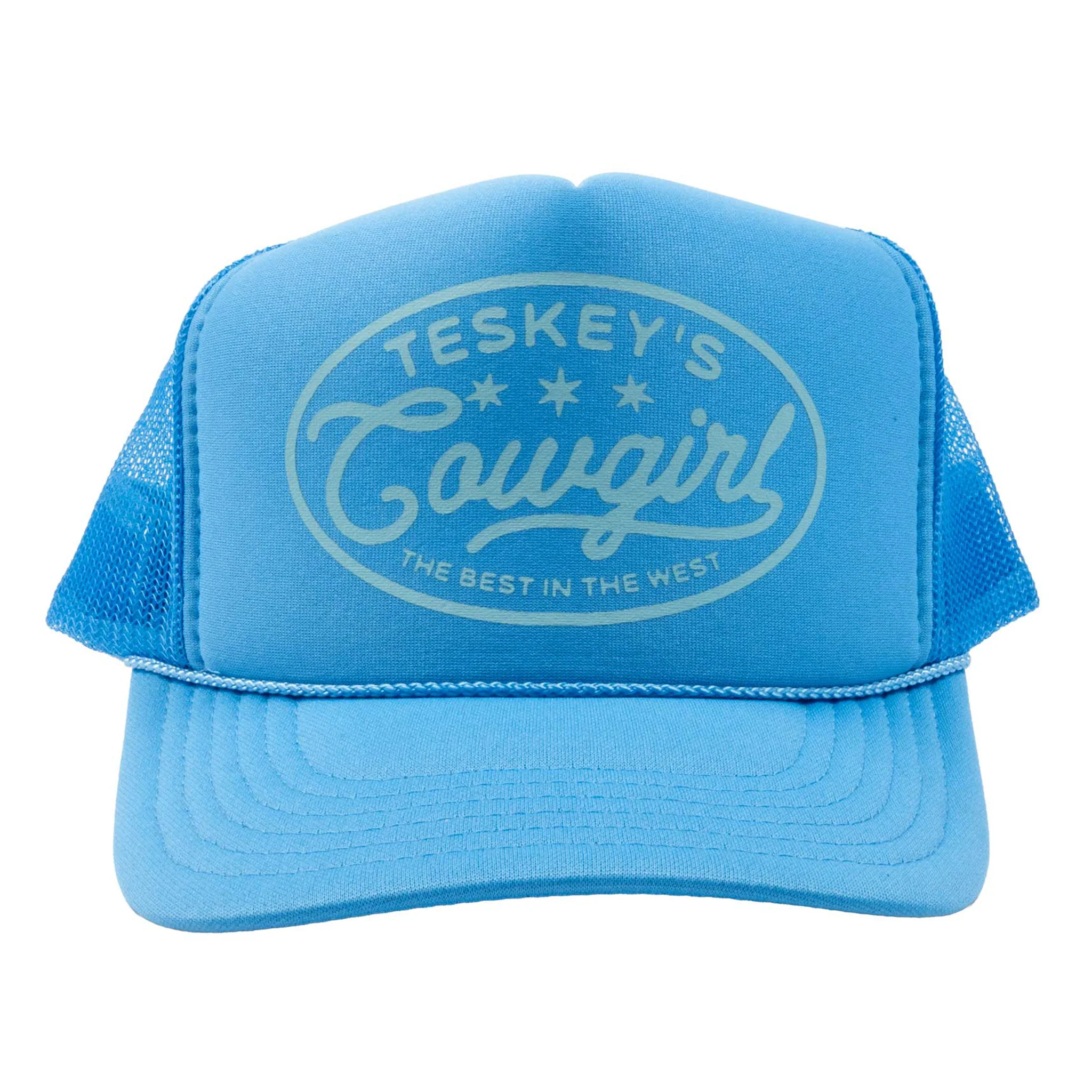 Teskey's Cowgirl Best In The West Trucker Cap - Light Blue/Light Blue - Image 2