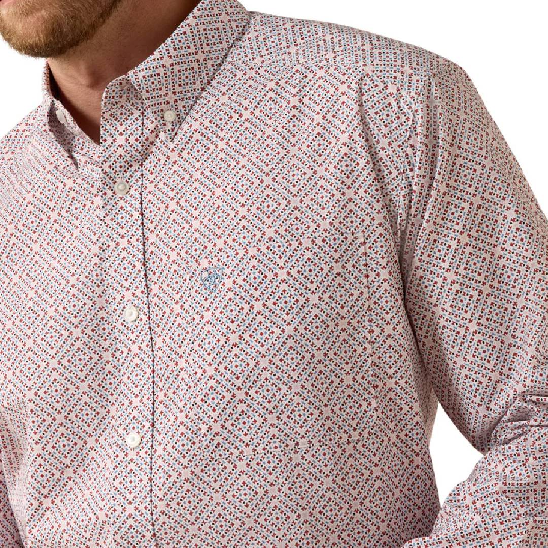 Ariat Men's Tiernan Classic Fit White Geo Print Button Down Shirt - Image 3