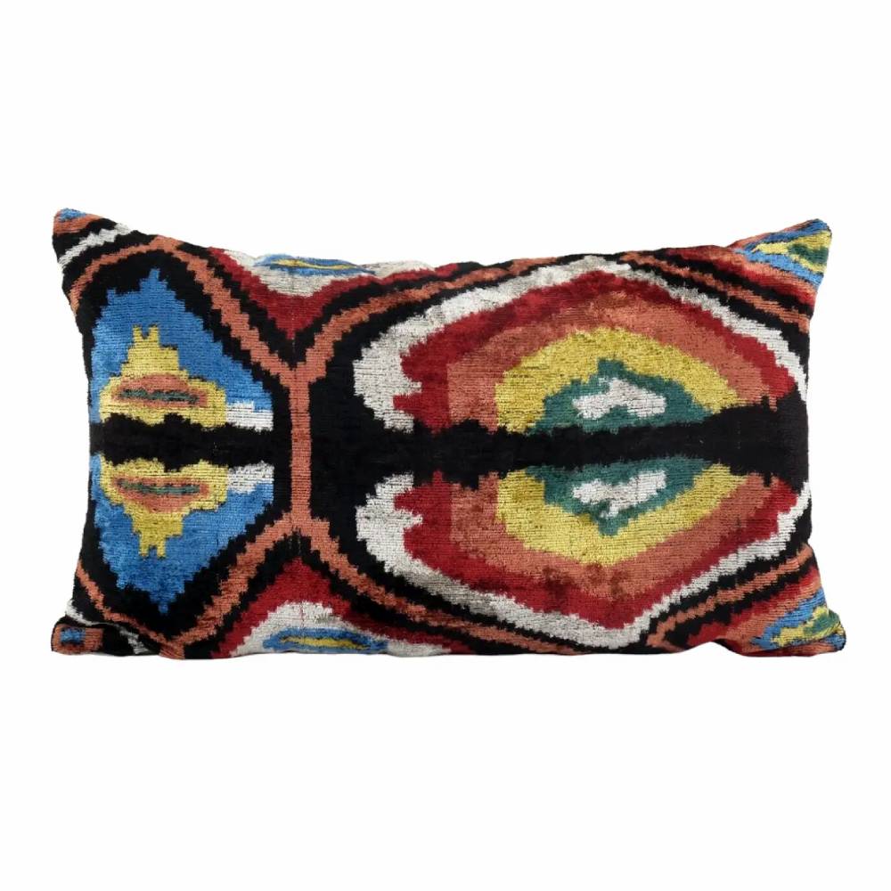 Silk Velvet Ikat Pillow Cover