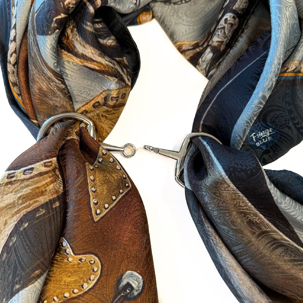 Fringe Scarves Snaffle Bit Silver Scarf Buckle - Image 2
