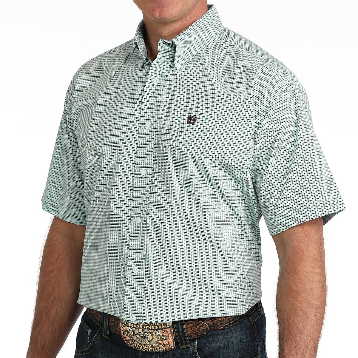 Cinch Men's Blue Geo Print Button Down Shirt