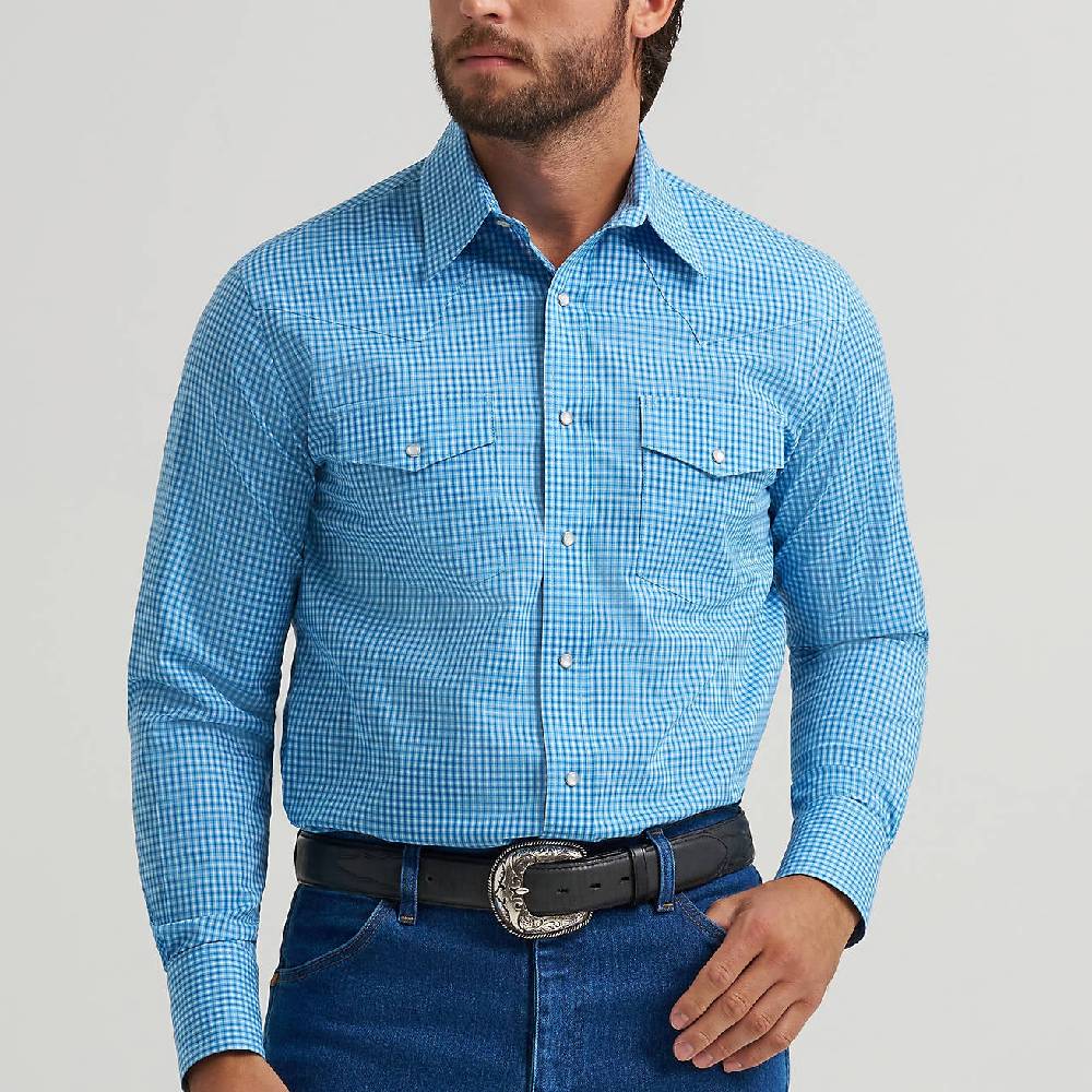 Wrangler Men's Plaid Western Pearl Snap Shirt