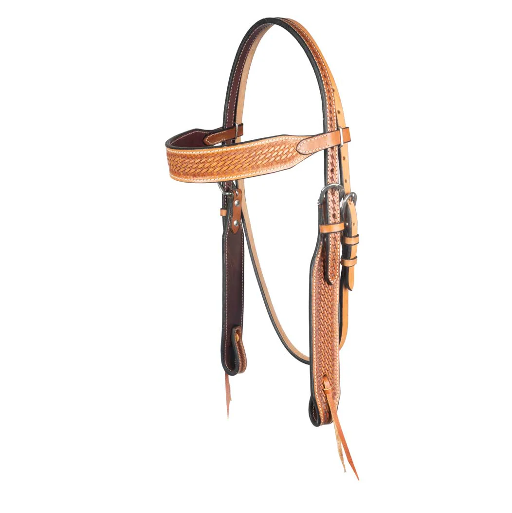 NEW Teskey's 1-1/2" Argentinian Basketweave Browband Headstall - Image 2