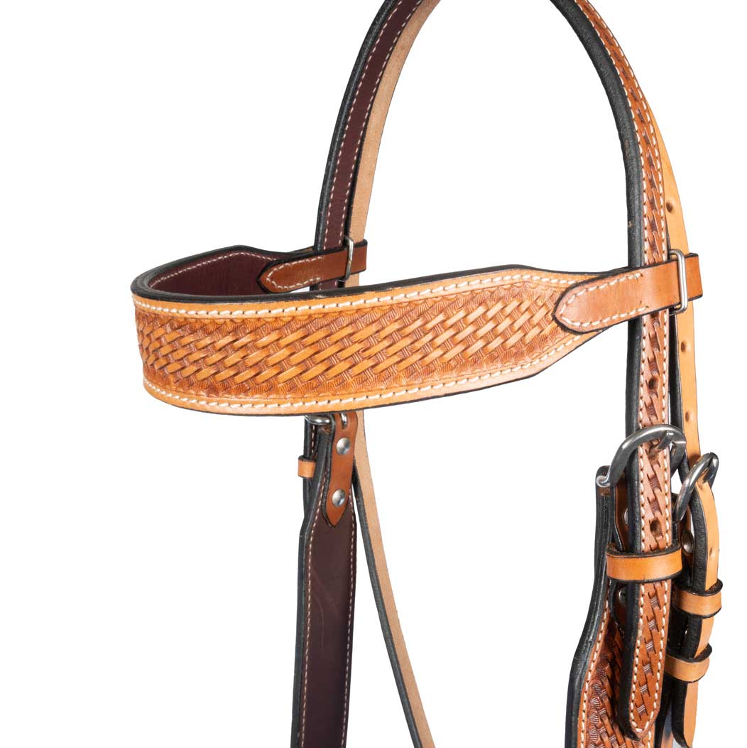 NEW Teskey's 1-1/2" Argentinian Basketweave Browband Headstall - Image 3