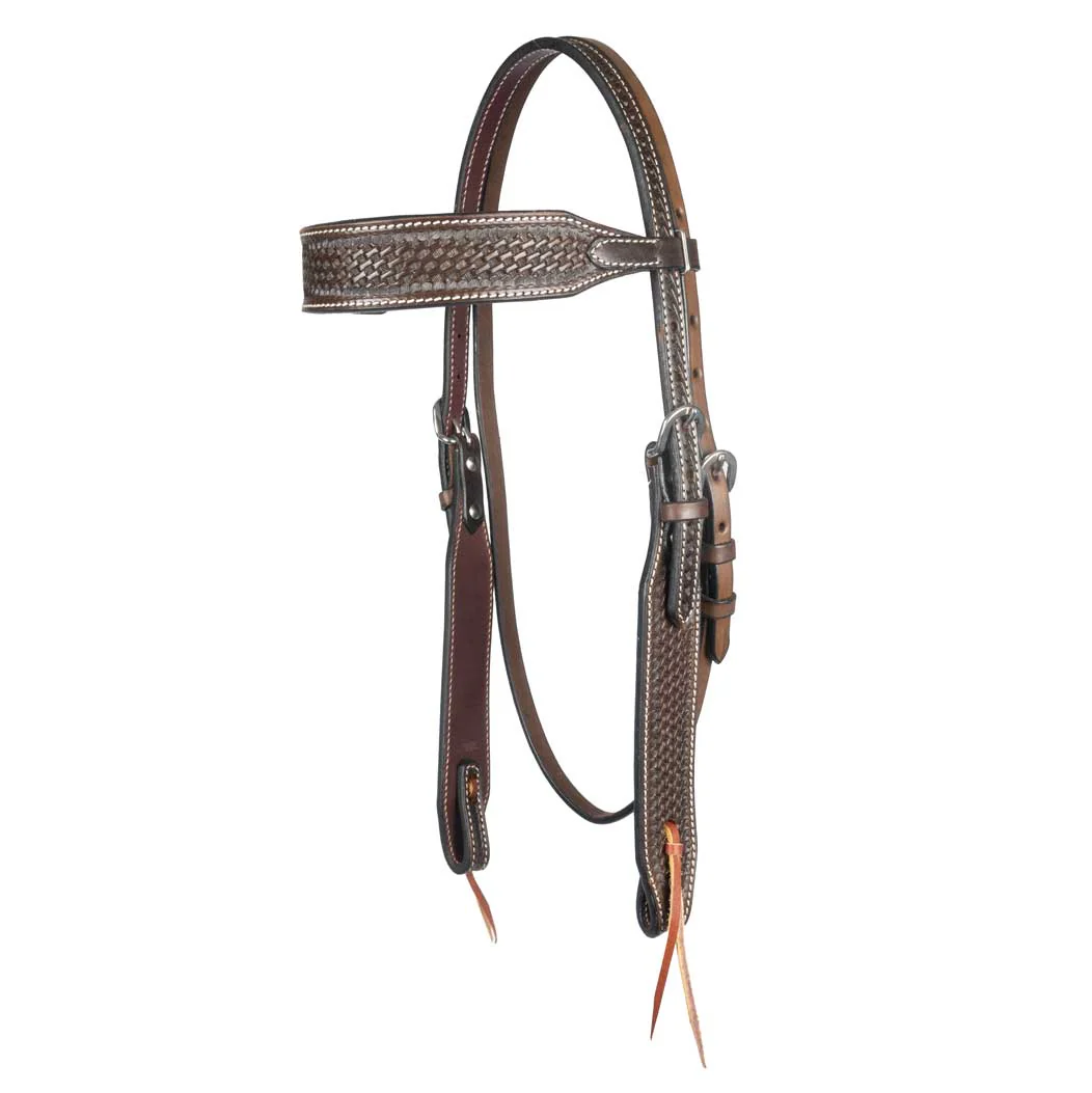 NEW Teskey's 1-1/2" Argentinian Basketweave Browband Headstall - Image 4