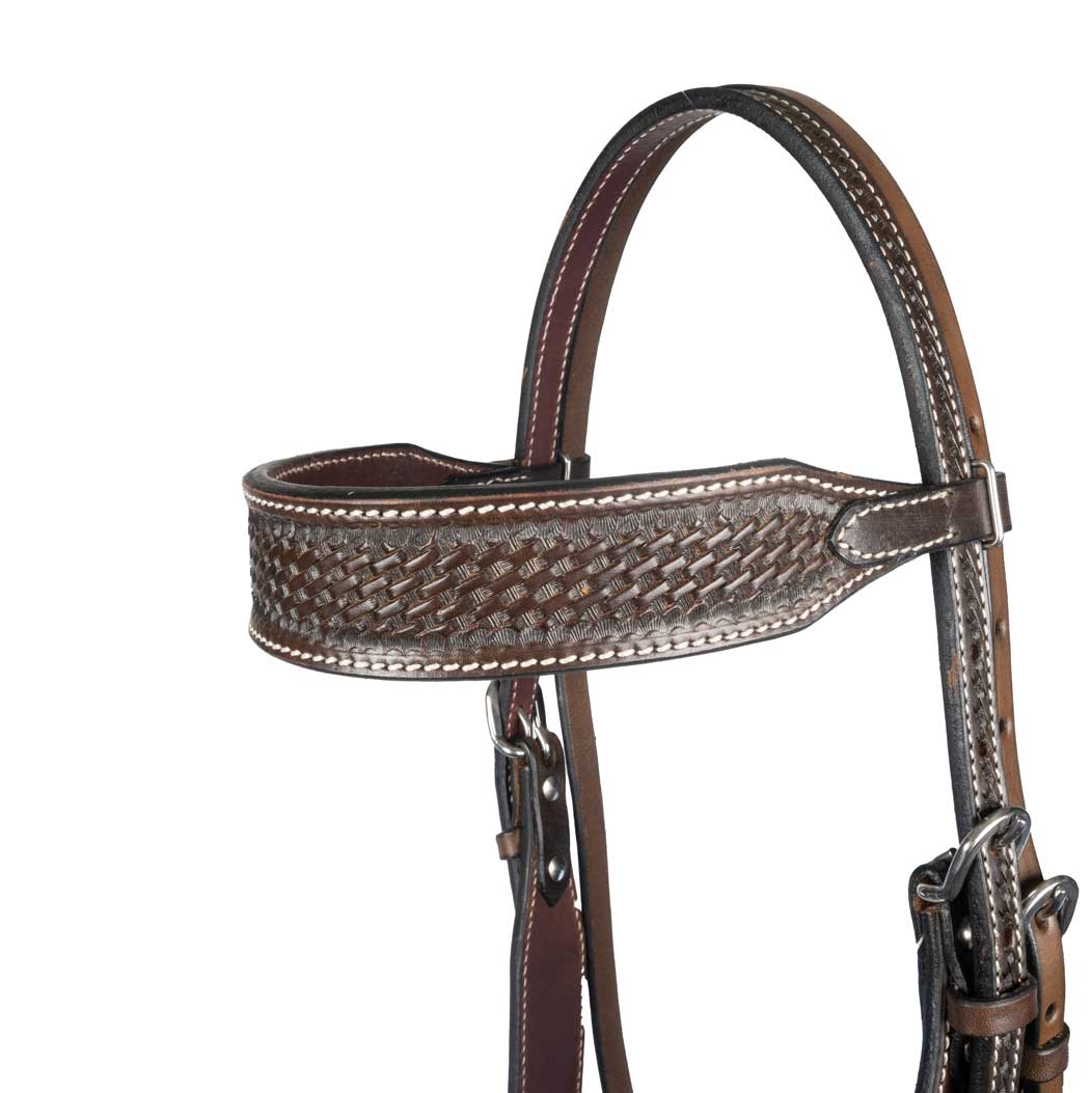 NEW Teskey's 1-1/2" Argentinian Basketweave Browband Headstall - Image 5