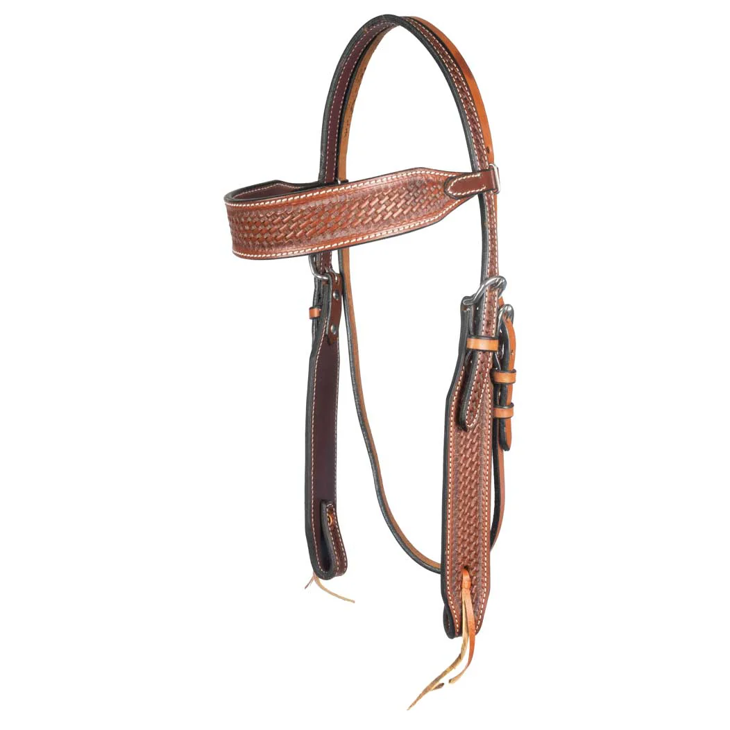 NEW Teskey's 1-1/2" Argentinian Basketweave Browband Headstall - Image 6