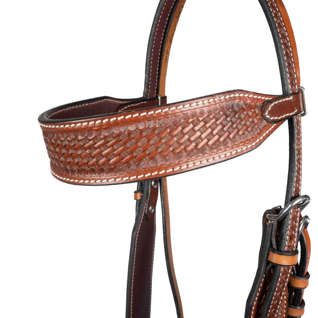 NEW Teskey's 1-1/2" Argentinian Basketweave Browband Headstall - Image 7