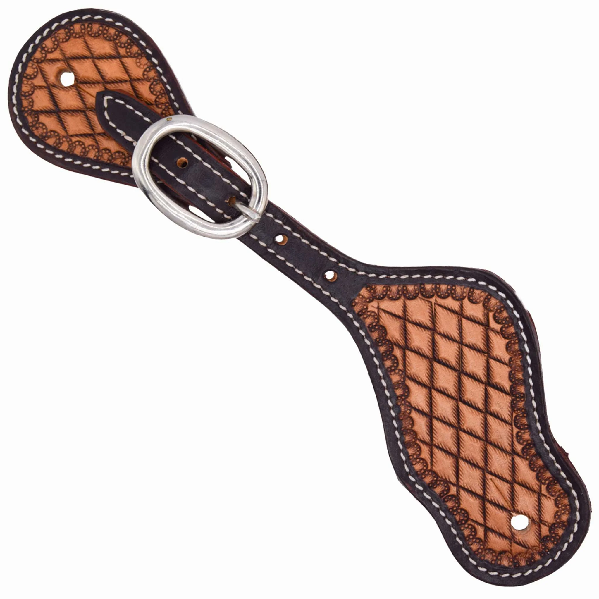 Teskey's Diamond Small Seed Bordered Spur Straps - Image 2