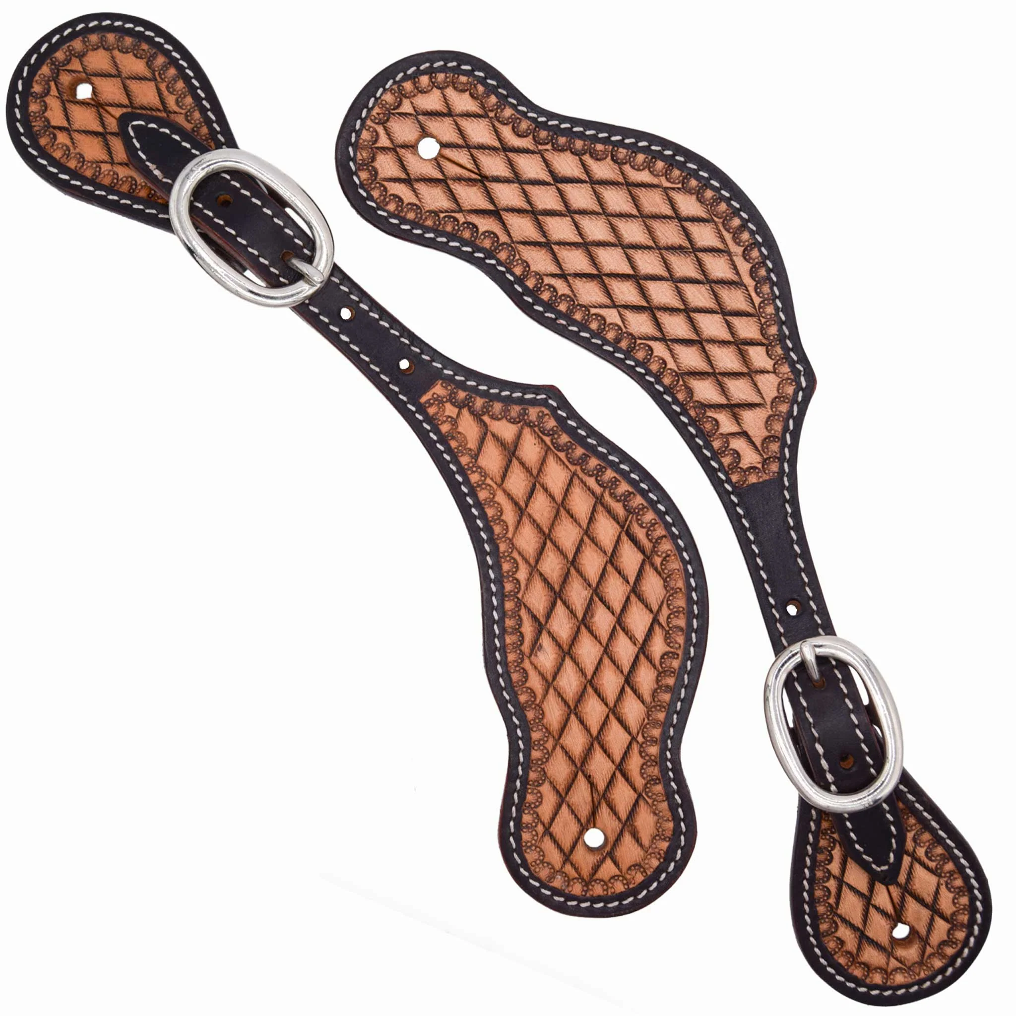 Teskey's Diamond Small Seed Bordered Spur Straps - Image 4